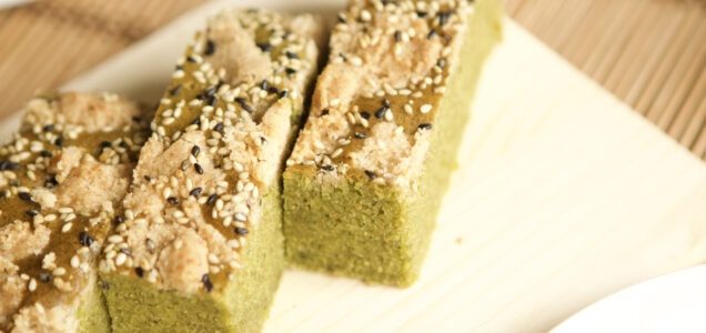 Japanese Mustard Spinach and Matcha Cake